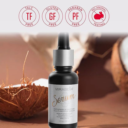 Mirabella Replenish & Restore Multi-Peptide Anti Aging Face Serum for Hyperpigmentation & Redness Relief - Vitamin C & 0.5% Retinol Infused Dark Spot Corrector
