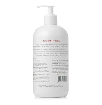 Alpha Skin Care Revitalizing Body Lotion, 12% Glycolic AHA, Simple & Effective Daily Moisturizer Hydroxy Acid, Hydrates & Exfoliates for Soft, Smooth Skin, Anti-Aging, 23 Oz