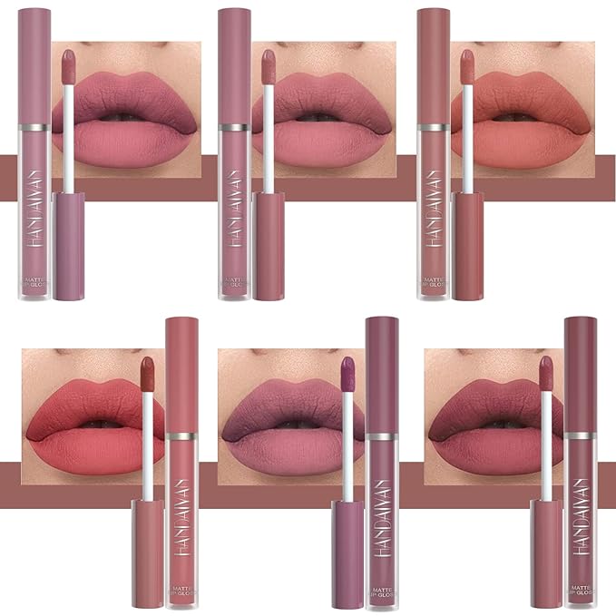 6pcs Matte Liquid Lipstick Set, Nude Lipsticks Makeup Gloss