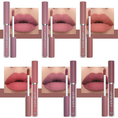6pcs Matte Liquid Lipstick Set, Nude Lipsticks Makeup Gloss