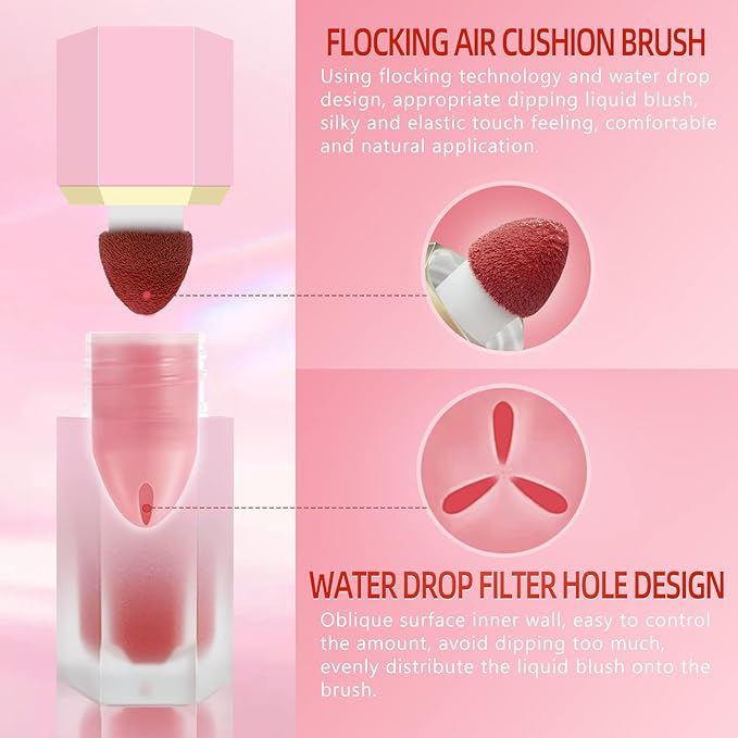 Liquid Blush for Cheeks, Soft Cream Blush with ELEGANT-Deep Rose