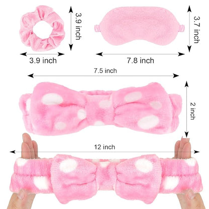 Casoty 18 Pcs Spa Headbands with Plush Sleep Eye Masks Set, Slumber Party Supplies for Women Girls, Skincare Headbands, Makeup Headband for Face Washing Shower Yoga Spa Pajama Party