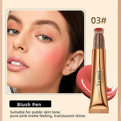 Blush Beauty Wand, Liquid Face Blush with Cushion Cruelty-free（Cherry Red）