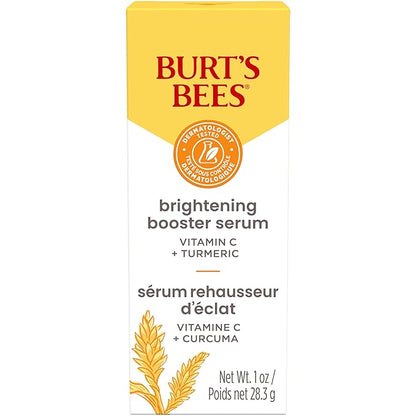 Burt's Bees Vitamin C Turmeric Face Serum, Mothers Day Gifts, Brightens Skin & Visibly Reduces Dark Spots, Fine Lines & Wrinkles, Naturally Hydrating, Lightweight - Brightening Booster (1 oz)