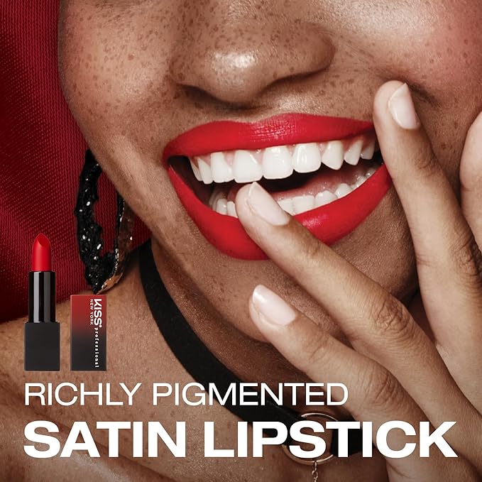 KISS NEW YORK Professional Rich Pigmented Lipstick, Smooth Satin Finish, Long Lasting, Infused with Shea Butter and Vitamin E (Warm Blush)
