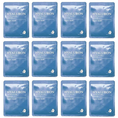 SKIN627 Bulk 12PK Face Masks Skincare, Korean Skincare, Facial Mask, Sheet Masks Korean (12PK Hyaluron with Squalane)