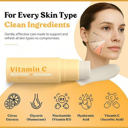 BellaBLISS Vitamin C Eye Balm Stick – Lightweight Under Eye Cream for Puffiness, Dark Circles & Wrinkles – Made in Korea – 0.35 oz / 10 g – Pack of 1