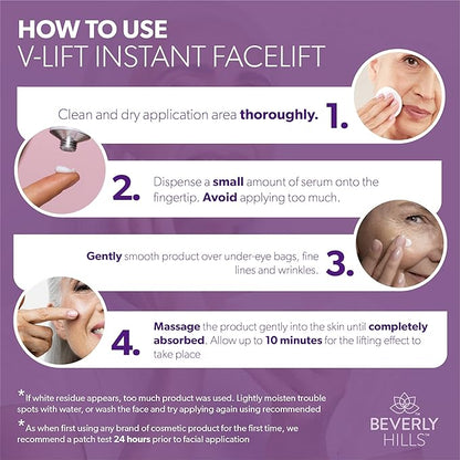 Beverly Hills V-Lift Instant Eye Lift and Eye Tuck Bee Venom Serum for Puffy Eyes, Dark Circles, Wrinkles, and Under Eye Bags Treatment for Women and Men | 30mL (120 Day Supply)