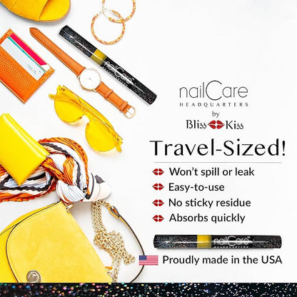 Cuticle Oil Pen for Nails - Nail Strengthener & Growth Oil and Serum for Damaged Nails, Hangnails w/Jojoba cuticle oil—Natural Fragrance - Holographic Glitter Pens 4-Pack