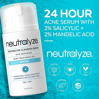 Acne Treatment Gel with 2% Mandelic Acid & 2% Salicylic Acid - Severe Acne Serum, Scar & Spot Treatment for Face (90 Day)