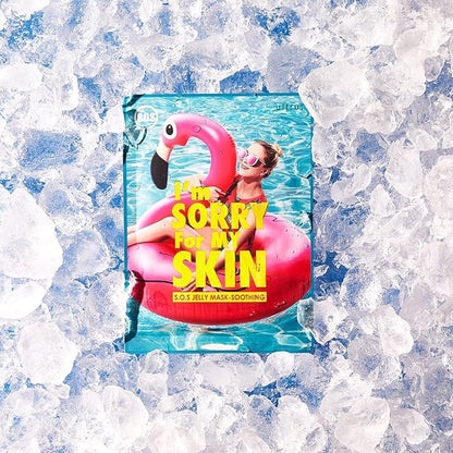 I'M SORRY FOR MY SKIN Jelly Face Mask Korean Skin Care, Hydrating Face Masks Skincare Set, Self Care Items for Glow Beauty, Teacher Appreciation Gifts for Women, Pack of 10 (Cooling SOS Soothing Mask)