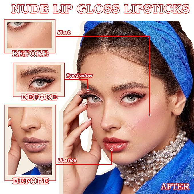 10PCS Mini Matte Lipstick Set,Smooth High Pigmented Lipstick Set,Waterproof Long Lasting Non-Fading Lip Gloss Stick Makeup Set,Matte Nude Lipstick Gift Set for Women