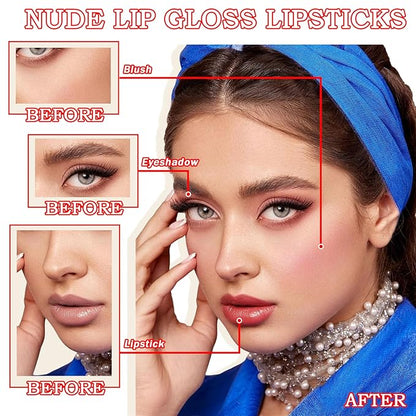 10PCS Mini Matte Lipstick Set,Smooth High Pigmented Lipstick Set,Waterproof Long Lasting Non-Fading Lip Gloss Stick Makeup Set,Matte Nude Lipstick Gift Set for Women