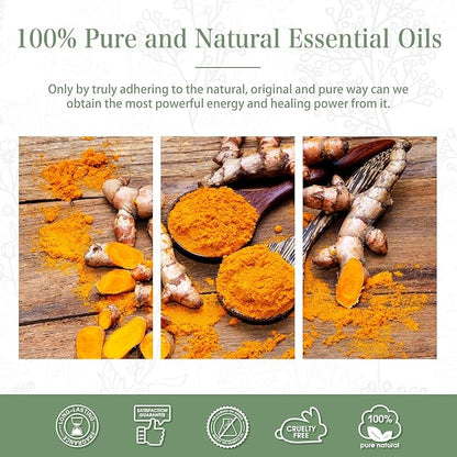 Turmeric 3.38fl.oz Essential Oil, PHATOIL Pure Aromatherapy Oils for Diffuser, Humidifier, Perfect for DIY Soap, Candle, Bath Bombs Making(100ml)