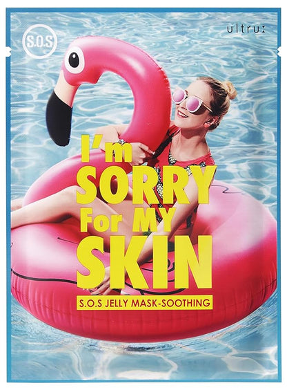 I'M SORRY FOR MY SKIN Jelly Face Mask Korean Skin Care, Hydrating Face Masks Skincare Set, Self Care Items for Glow Beauty, Teacher Appreciation Gifts for Women, Pack of 10 (Cooling SOS Soothing Mask)