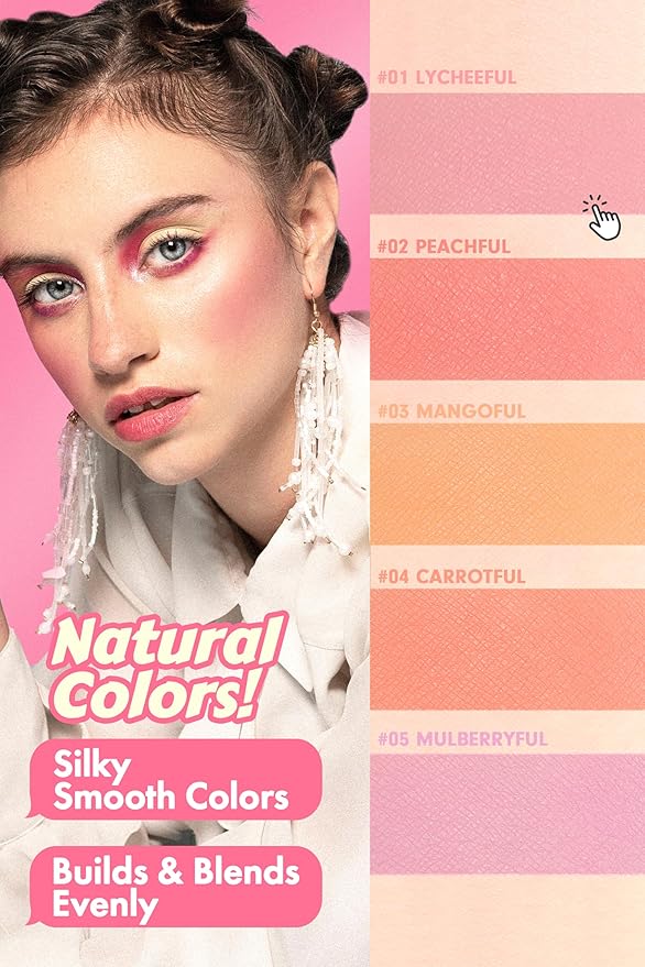 Cheerful Blusher | Pure Pink Blush for Cheeks (01 Lycheeful) 14 Oz
