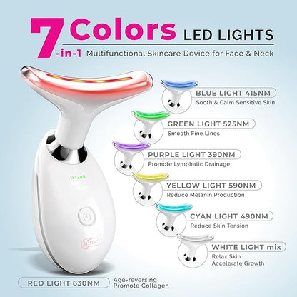 Red Light Therapy for Face Lift - Neck Facial Massager Beauty Device, Luminesce 7-in-1 LED Facial Sculptor, Lymphatic Drainage Massager, Double Chin Reducer, True Beauty Glow, Gua Sha Tools - White