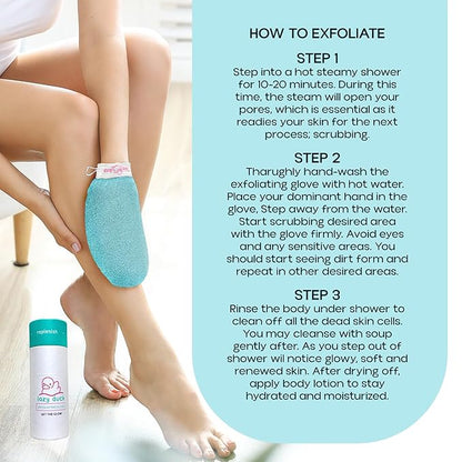 Lazy Duck Exfoliating Mitt - Deep Cleanse Dead Skin and Keratosis - Glowing Skin Spa Treatment At Home