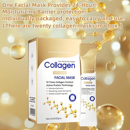 Tenfold Collagen Face Mask, Face Masks Skincare, Hydrates, Moisturizes, Brightens, Firms, and Reduces the Appearance of Fine Lines and Wrinkles, Contains Niacinamide and Hyaluronic Acid (1box)