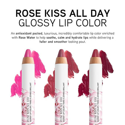 Physicians Formula Rosé Kiss All Day Glossy Lipstick Lip Color Makeup, Red Blush Blushing Mauve | Dermatologist Tested, Clinicially Tested