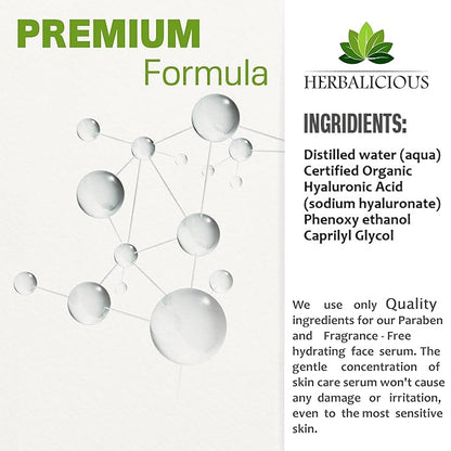 Hyaluronic Acid Serum – Hyaluronic Acid Serum for Face – Paraben-Free Pure Hyaluronic Acid – Moisture Boost Hydrating Serum – Anti-Aging Serum for Fine Lines, Wrinkles – 2oz