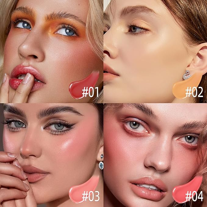 Liquid Blush for Cheeks, Soft Cream Blush with ELEGANT-Deep Rose