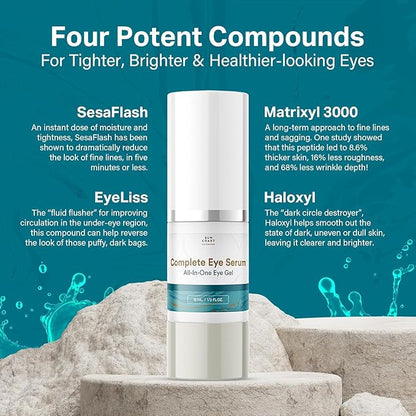 Sun Coast Sciences - Complete Eye Serum by Dr. Mark Rosenberg for Wrinkle Reduction, Dark Spot Fading, and Under-Eye Bags Treatment (Pack of 6)