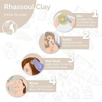 Fatima's Garden Rhassoul with Prickly Pear - Hydrating Face & Hair Mask, 425g