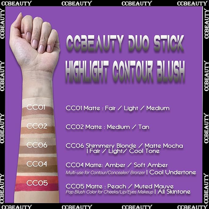 CCbeauty 2-in-1 Blush Stick for Cheeks - Cream Muted Mauve