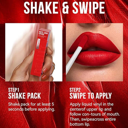 Matte Liquid Lipstick Makeup Set, 3Pcs Long Lasting Long