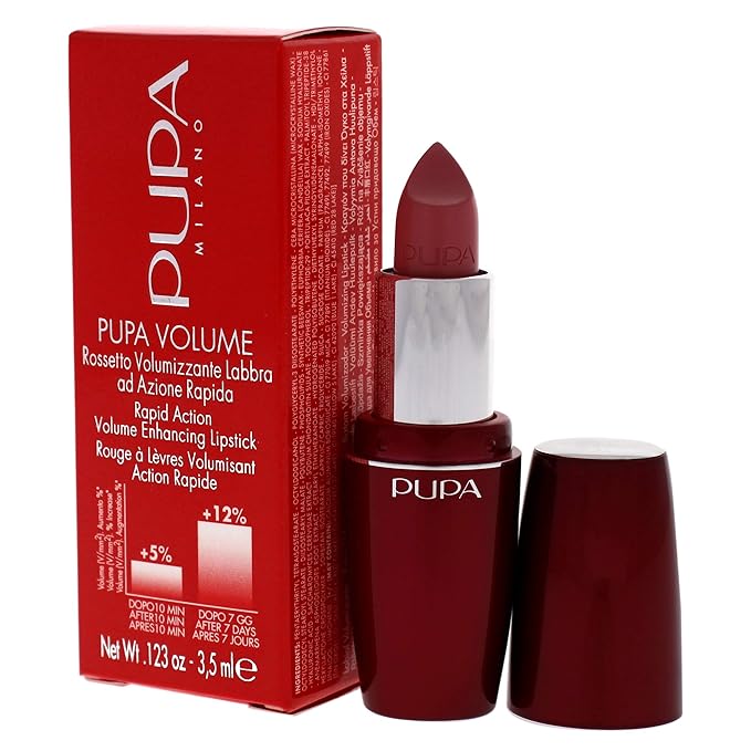 Pupa Milano Volume - Plumping, Hydrating Cream Formula Lipsticks - Lasting Color That Stays On Lips All Day Long - Lustrous, Flattering Shades For All Skin Complexions - 101 Nude Rose - 0.123 Oz