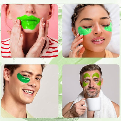 20 Pair Rose + 10 Pair Aloe Vera Under Eye Mask & Lip Mask Skincare Set, Lip Patches & Under Eye Patches for Puffy Eyes, Dark Circles, Dry Lips Lines, Moisturizing for Women & Men Skincare