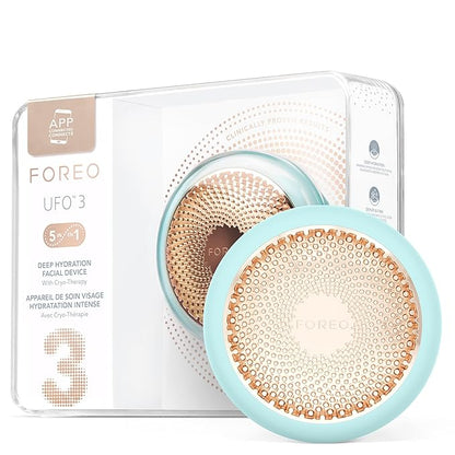 FOREO UFO 3 Deep Face Moisturiser - 5-in-1 Facial Spa - Red Light, Warming, Cooling, Face Massage, Anti Aging - Face Mask Skin Care - Arctic Blue