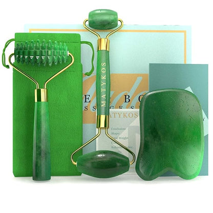 Complete Skincare Routine - Under Eye and Forehead 24K Gold Patches, 3 in 1 Jade Kit and Under Eye and Forehead Caviar Patches