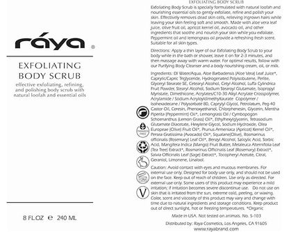RAYA Exfoliating Body Scrub 8 oz (S-103) | Exfoliating, Refining, and Polishing Body Scrub | Made with Natural Loofah and Essential Oils | Relieves Ingrown Hairs