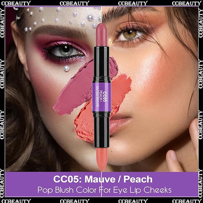 CCbeauty 2-in-1 Blush Stick for Cheeks - Cream Muted Mauve