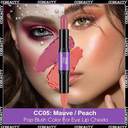 CCbeauty 2-in-1 Blush Stick for Cheeks - Cream Muted Mauve