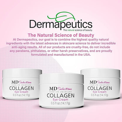 Collagen Eye Cream with Hyaluronic Acid, Under Eye Cream for Puffiness, Under Eye Bags, Hydrating Under Eye Cream, Eye Skin Care, 0.5+0.5 Fl Oz (Pack of 2)