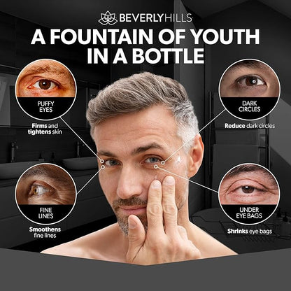 Beverly Hills Instant Facelift Anti Aging Eye Serum Treatment & Mens Instant Facelift Bundle with Discount - For Dark Circles, Puffy Eyes, Wrinkles & Under Eye Bags | 30mL (120 Days Supply Each)