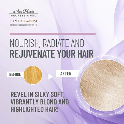 Mon Platin Professional Black Caviar Blonde Hair Mask & HY Loren Blonde Hair Shampoo, Intensive Moisturizing Treatments for Blonde, Bleached & Color-Treated Hair, SLS/SLES/Salt-Free, 500ml Each