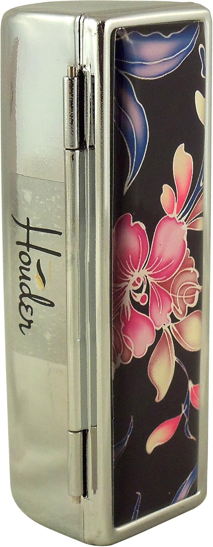 Houder Designer Lipstick Case with Mirror for Purse - Decorative Lipstick Holder with Gift Box - Velvet Lined - Protect Your Lipsticks in Style (Orchids)