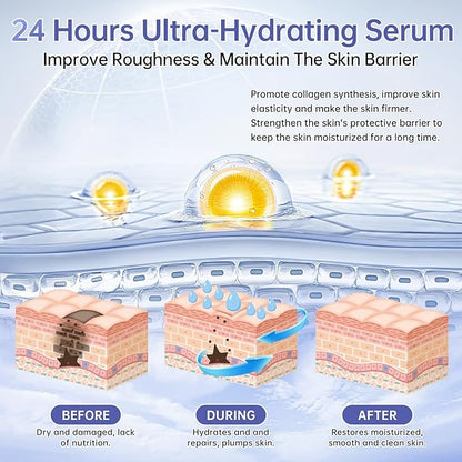 60 Pcs 5% Hyaluronic Acid Serum Ultra-Hydrating Vials, Hyaluronic Acid Tubes, Wake Nature Perfection Hyaluronic Serum, Single-Use Ultra-Hydrating Essence for Face