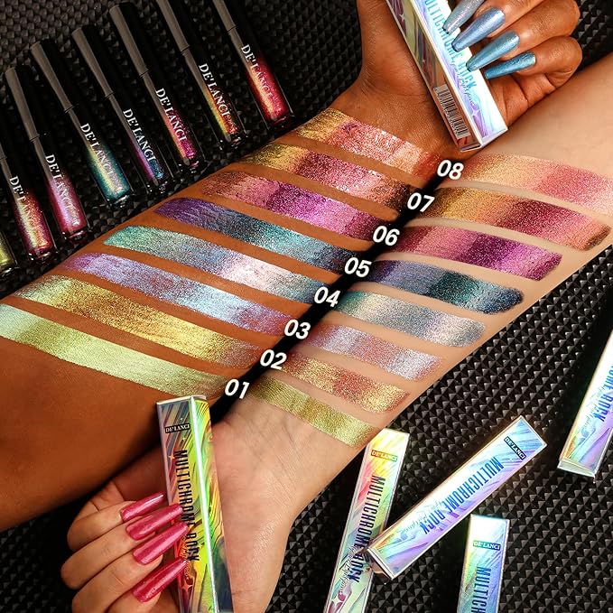 Chameleon Liquid Lipstick Purple Brown Green Color,Shimmer Metallic Colourful Lip Gloss for Women Girls Lips Makeup Gift,Hydrating Waterproof and Long Lasting Lip Stick Shiny,Talc-Free,#6