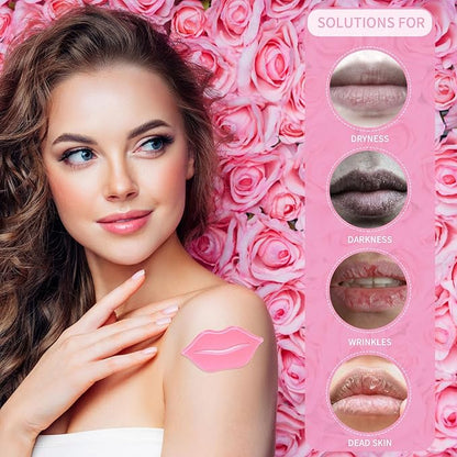 Lip mask, Collagen Moisturizing Lip Masks for Dry Lips, 32 PCS Hydrating Lip Plumping Mask for Chapped, Fine Lines, Lip Hydration Treatment, Lip Mask Sheet, Lip Gel Patches Pads, Lip Masks Skincare