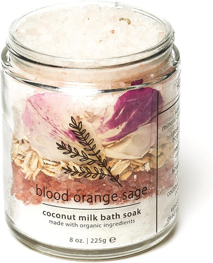 Hemlock Park Blood Orange Sage Coconut Milk Bath Soak | Organic Coconut Milk, Botanicals, Dead Sea, Epsom, and Himalayan Pink Mineral Salts | 9.5 oz Jar