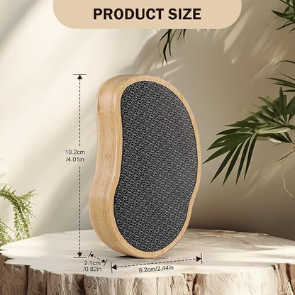 FVION Nano Glass Foot File with Bamboo Handle - Foot Scrubber Dead Skin Pumice Stone for Feet - The Ultimate Gentle Pedicure File Feet Callus Remover (Yellow)