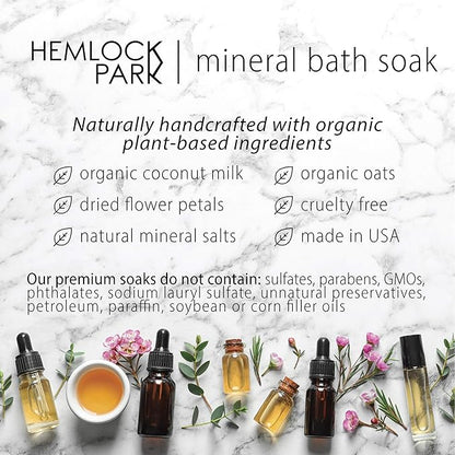 Hemlock Park Sea Salt Orchid Coconut Milk Bath Soak | Organic Coconut Milk, Botanicals, Dead Sea, Epsom, and Himalayan Pink Mineral Salts | 9.5 oz Jar