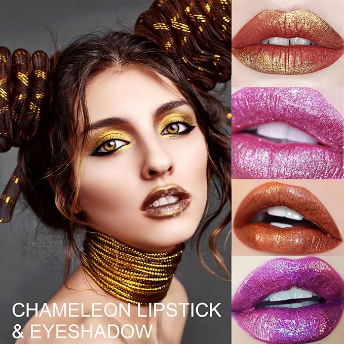 Pink Glitter Lipstick Diamond Metallic Shimmering Liquid Lipstick,High Shiny Lip Gloss Long Lasting Smudge-Proof Transfer-Proof Sparkle Glitter Lipstick & Eyeshadow,Aurora Glossy Lip Gloss Makeup(06#)