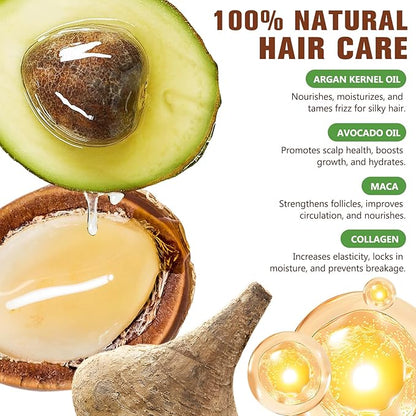 Collagen Hair Mask Deep Repair Conditioning, Hair Treatment Mask Calms and Relaxes the Scalp, Hair Mask with Argan Oil for Dry Damaged Hair All Hair Types, Nourish and Moisturize Hair & Scalp