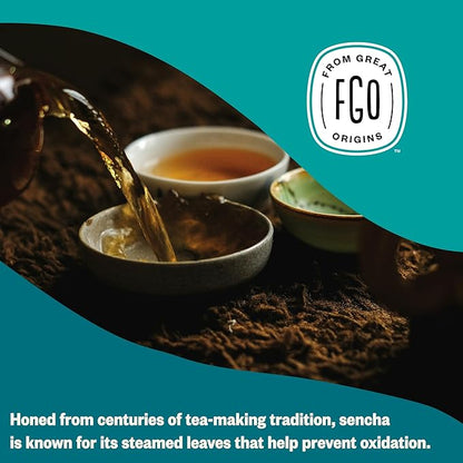 FGO Organic Sencha Green Tea, 4 Ounce Loose Leaf, Resealable Bag, Sourced from Japan, Packaging May Vary (Pack of 1)